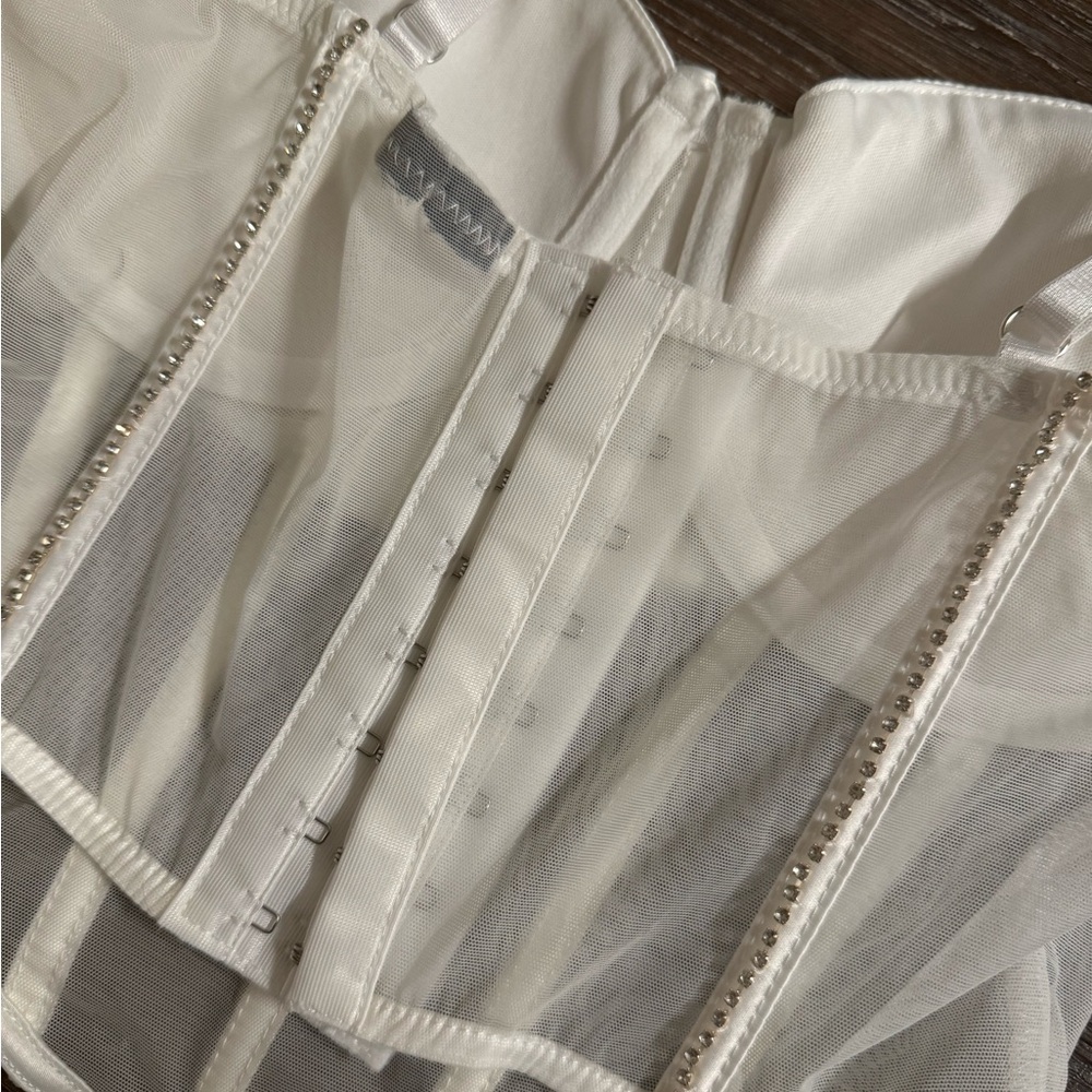 White Rhinestone Bustier top - Picture 6 of 7